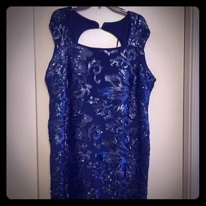 Marina Navy Sequin Cocktail Dress
